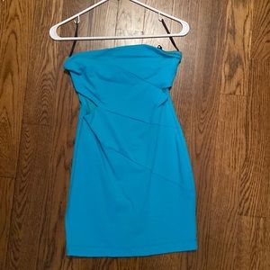Blue Strapless dress with two side cut outs